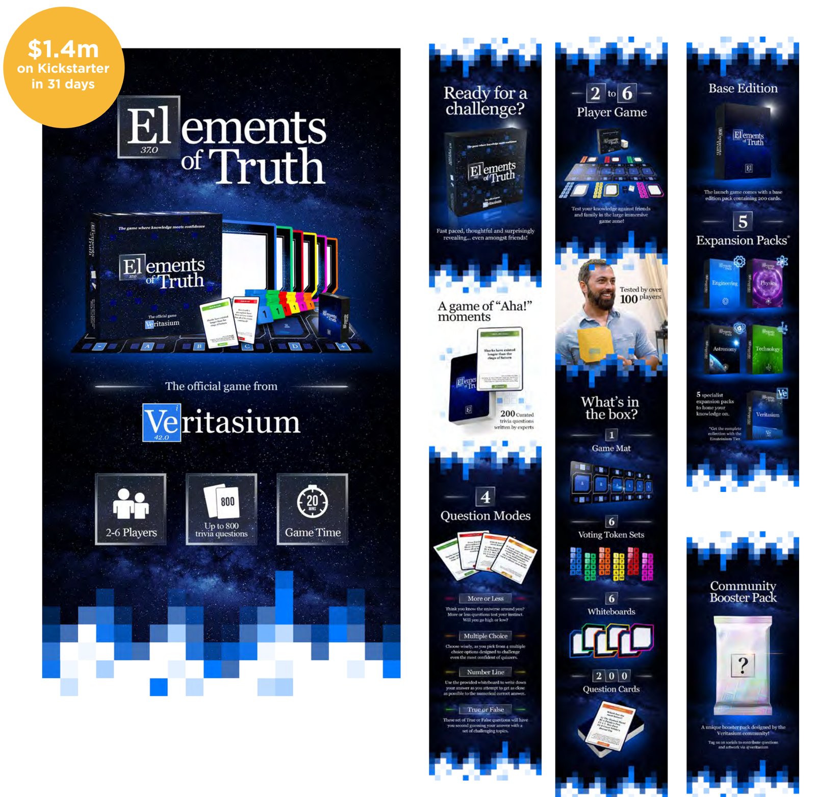 Elements of Truth Kickstarter page designed by SDM