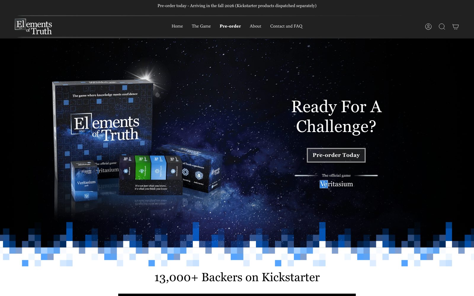 elementsoftruth.game homepage – Ready for a challenge?