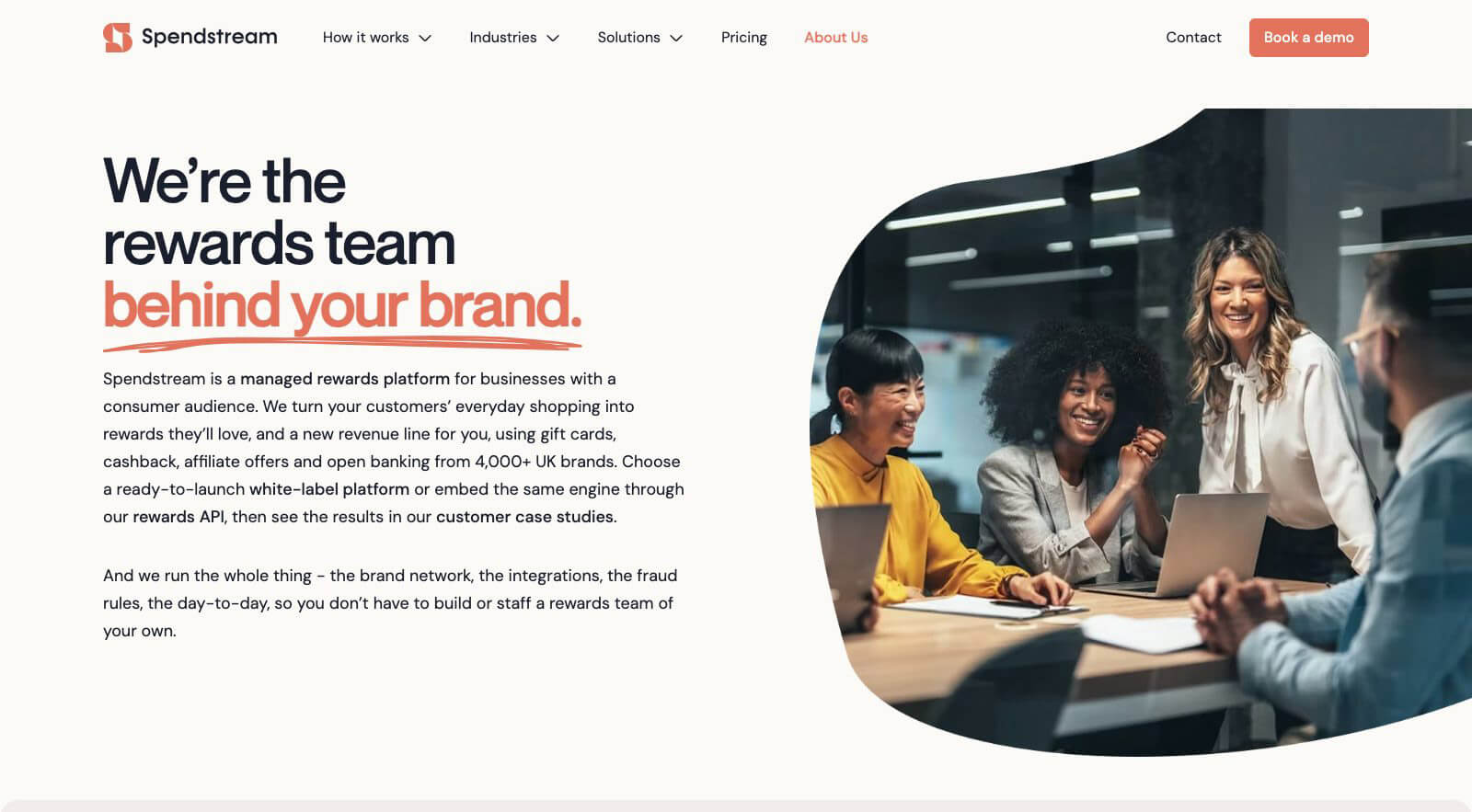 Spendstream about us page – the rewards team behind your brand